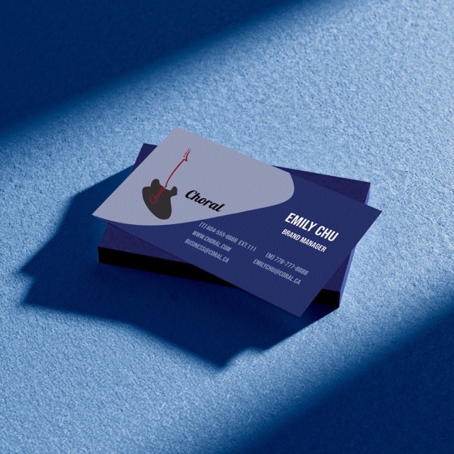 Business card design for a guitar brand