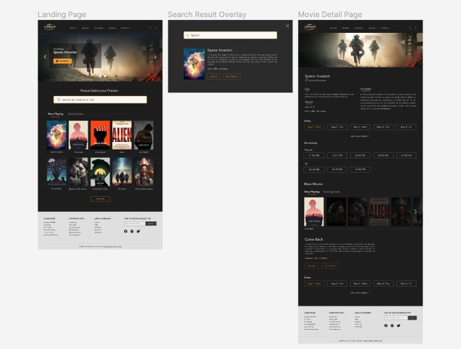  High-fi wireframes for optimized Landmark Website