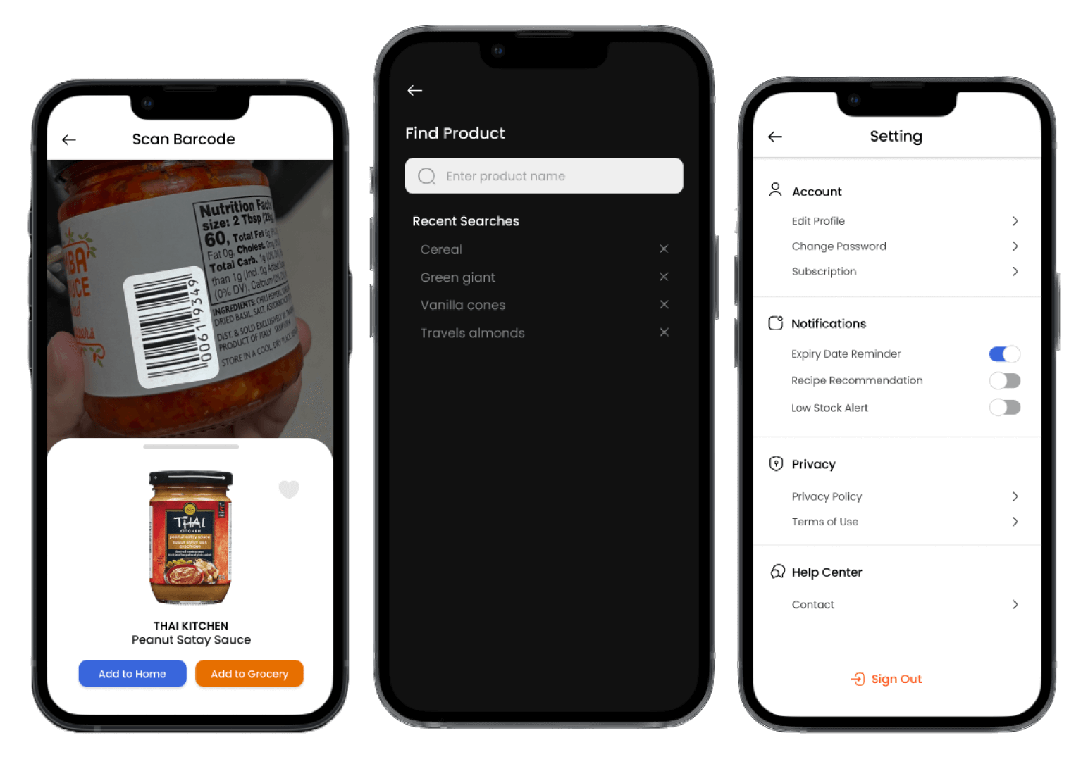 Prototypes for Pocket Fridge App